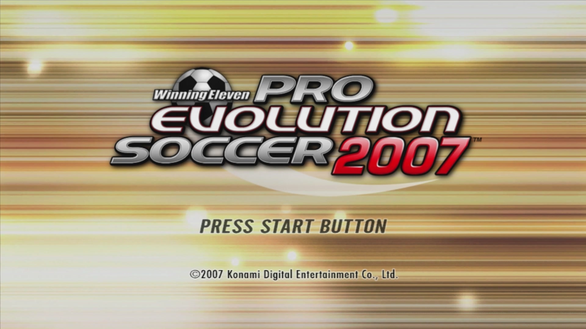 Winning Eleven Pro Evolution Soccer 2007 title screen for Xbox 360